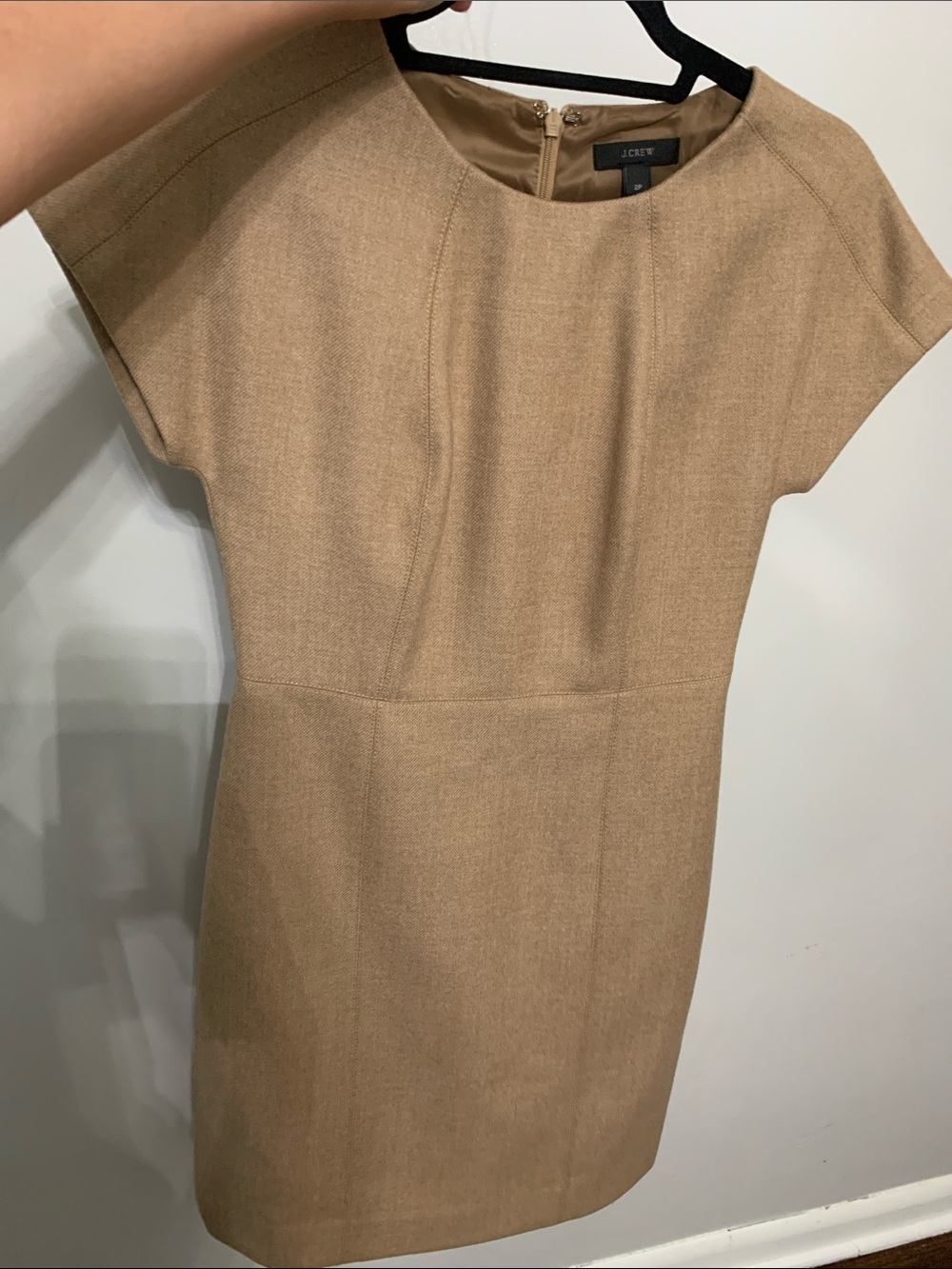 J. Crew Camel Short-Sleeve Sheath Wool Dress - Picture 9 of 10